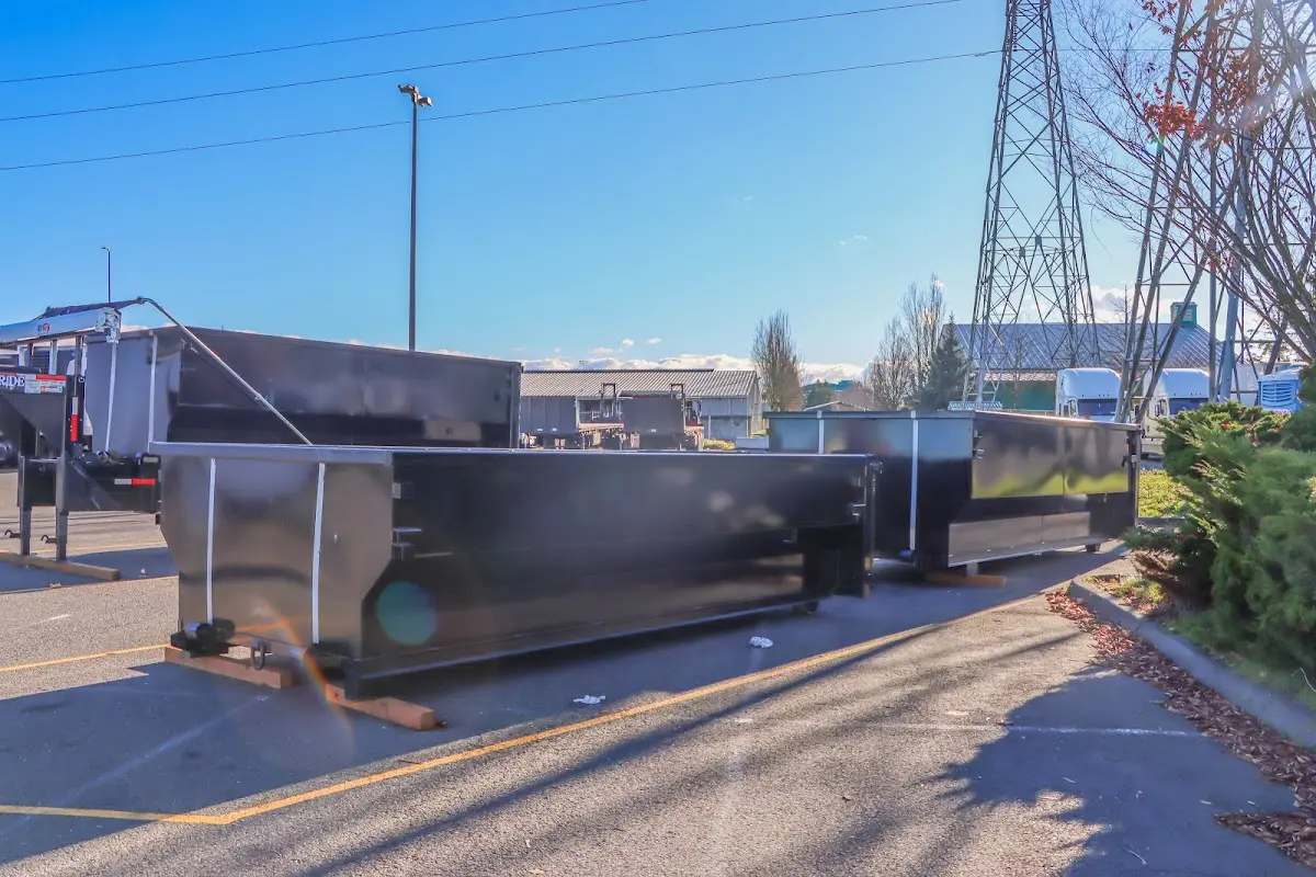 Roll-off dumpster ready for waste disposal at job site for Yard Waste Dumpster Rental in Whitewater